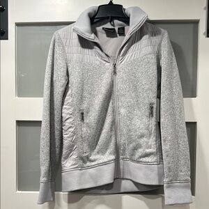 Marmot Gray Bomber Jacket with High Collar and Ribbed Cuffs